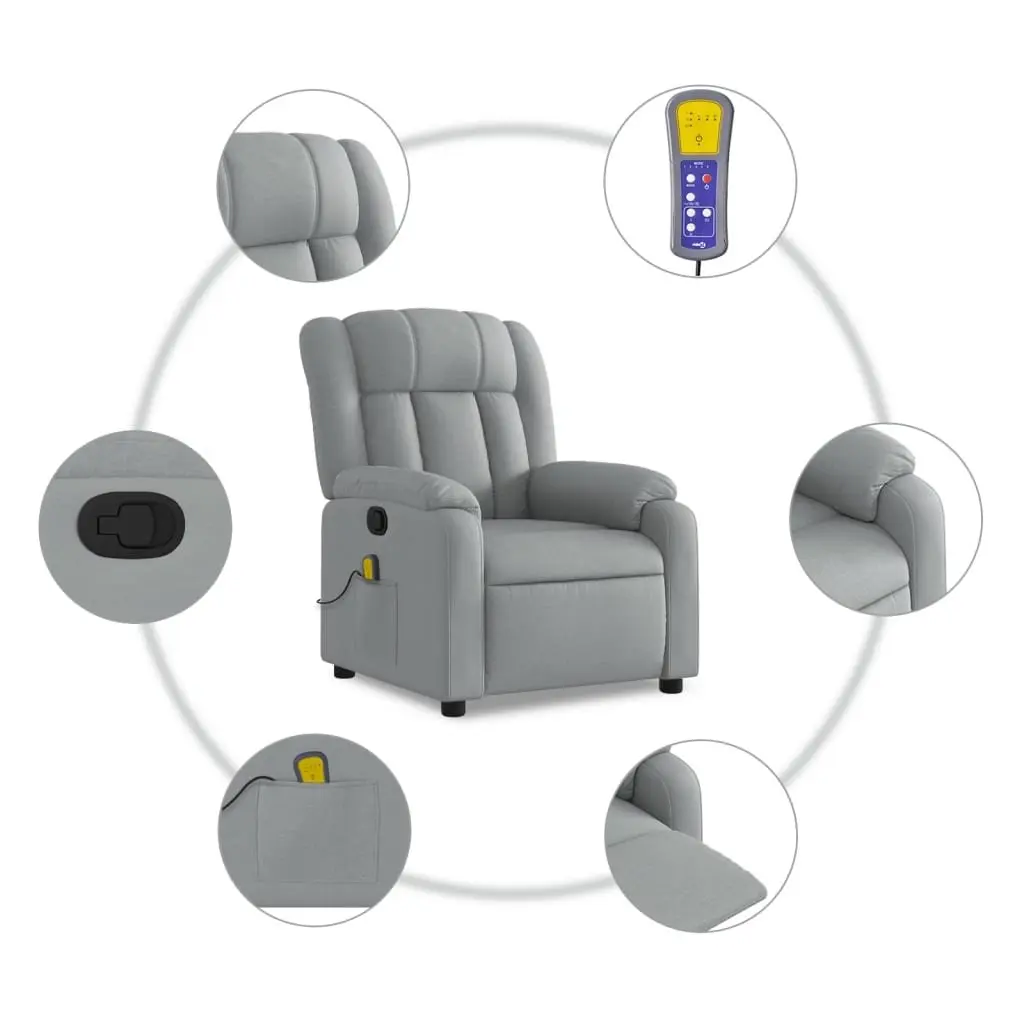 Massage Recliner Chair Living Room Bedroom Manual Adjustable Grey Fabric