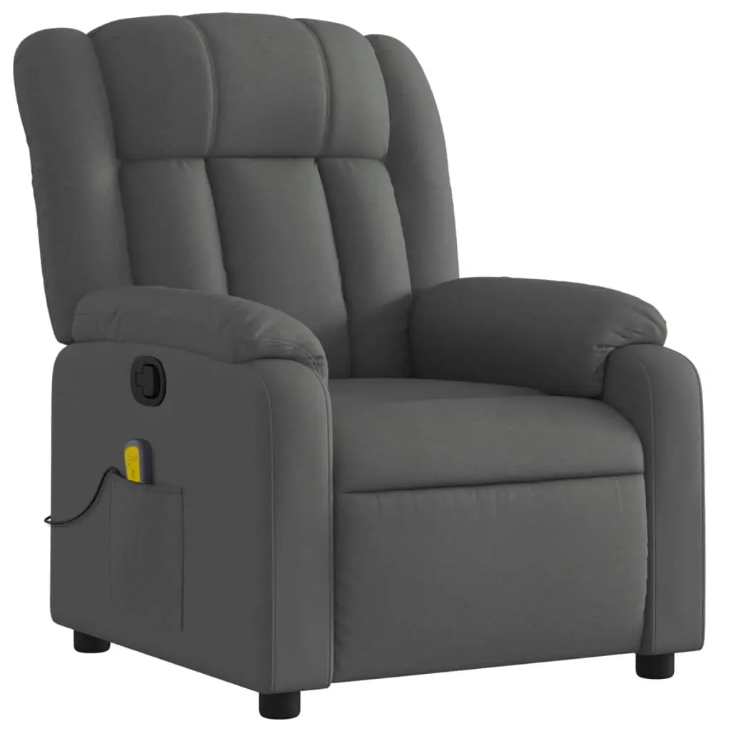 Massage Recliner Chair for Living Room Grey Fabric Manual Recline 6 Vibration Points