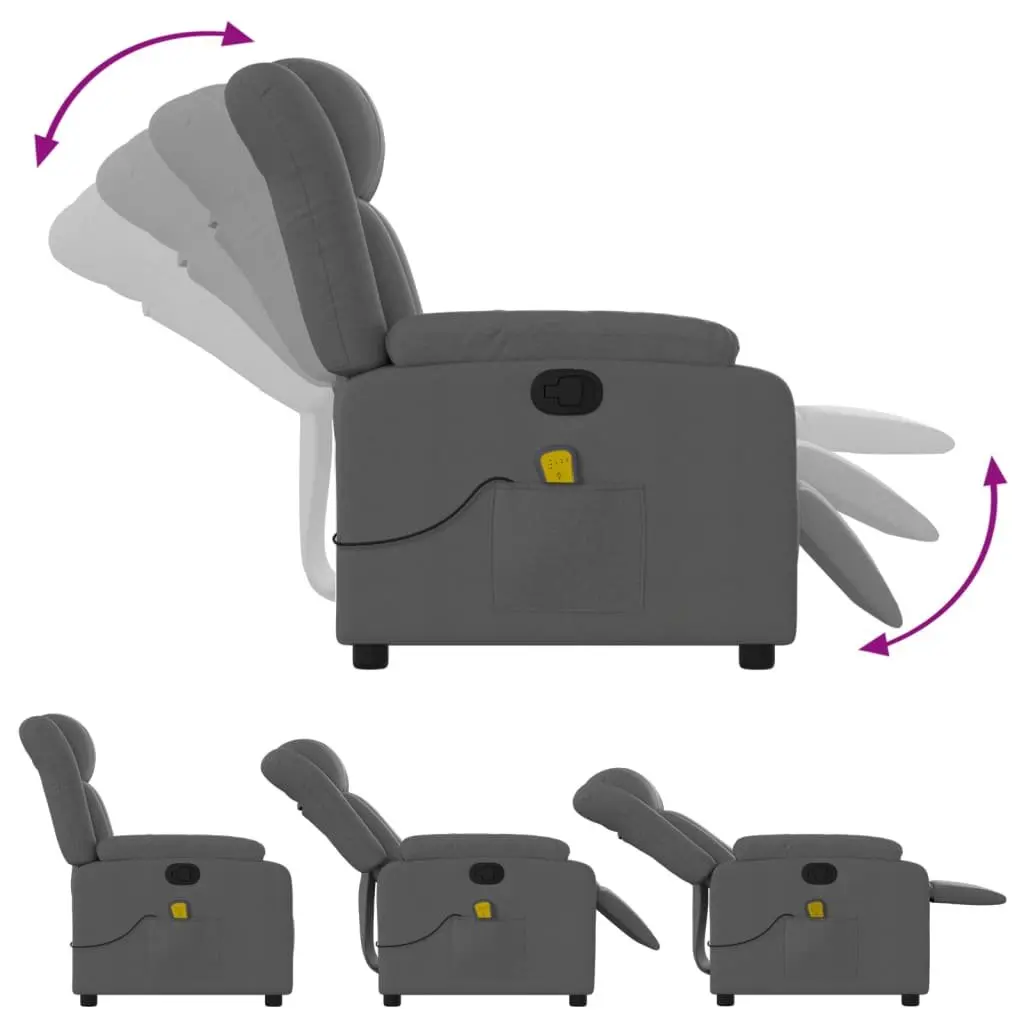 Massage Recliner Chair for Living Room Grey Fabric Manual Recline 6 Vibration Points