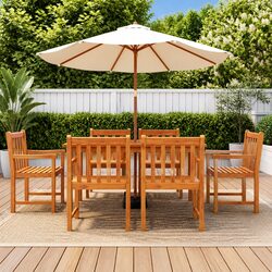 6 Wooden Garden Chairs: Brown Acacia Wood Dimensions 56x55.5x90 cm
