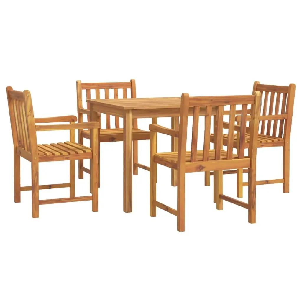 Garden Dining Set Outdoor Use 5 Piece Brown Solid Wood Acacia Chairs Table