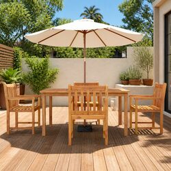 5 Piece Garden Dining Set with Solid Acacia Wood
