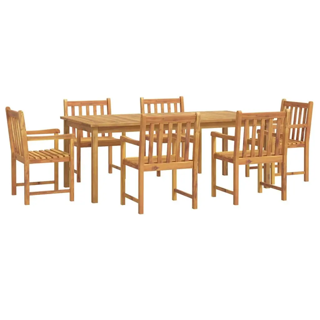 7 Piece Garden Dining Set Solid Acacia Wood Outdoor Furniture Brown