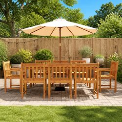9 Piece Acacia Wood Dining Set Specifications and Details
