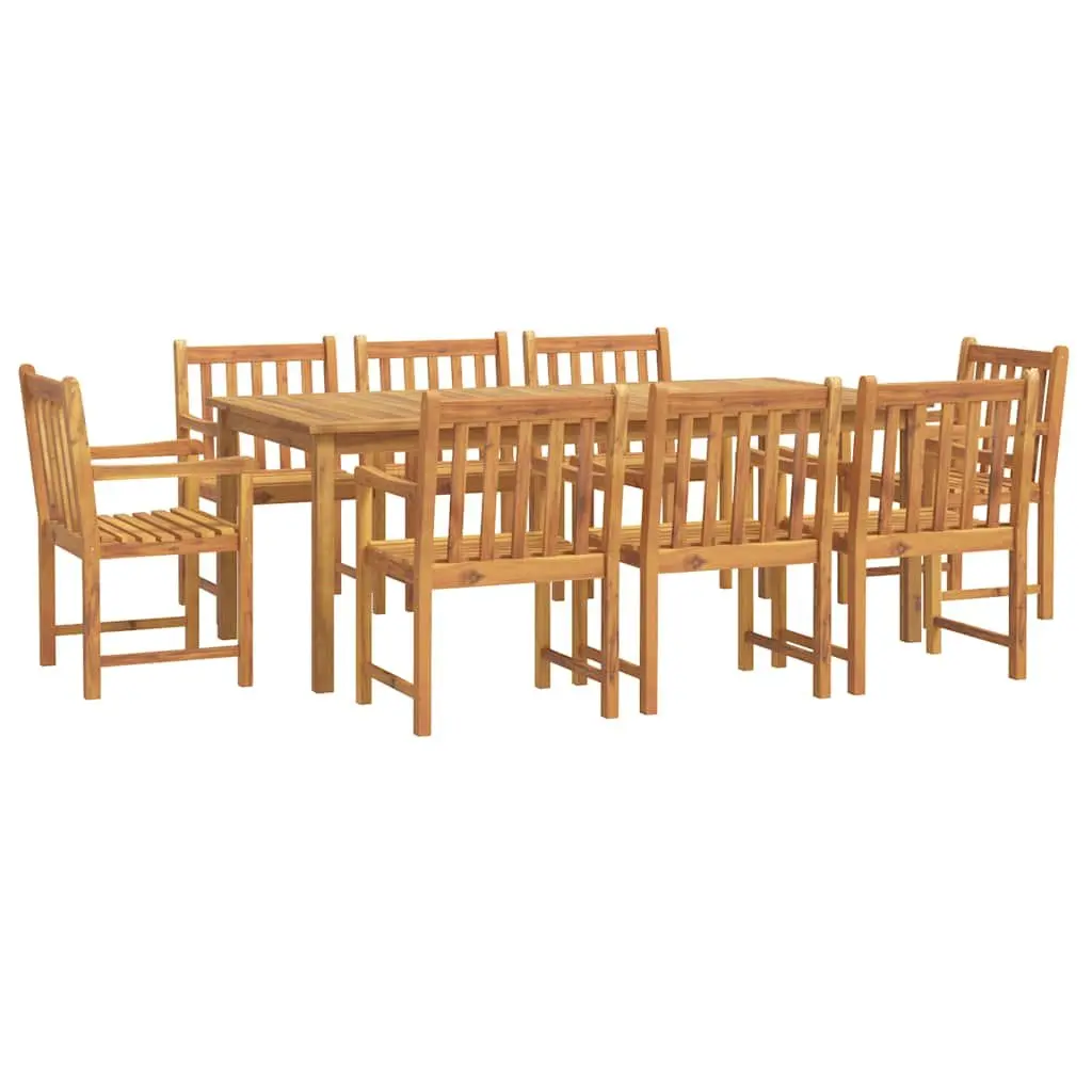9 Piece Garden Dining Set Solid Acacia Wood Outdoor Furniture Brown