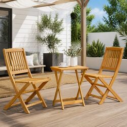 Folding Garden Dining Set: 3-Piece Acacia Wood Design