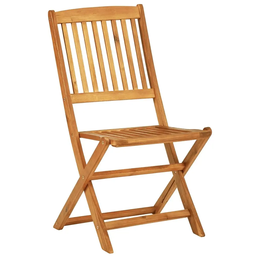 Folding Garden Dining Set Outdoor Bistro Table Chairs Solid Wood 3 Piece