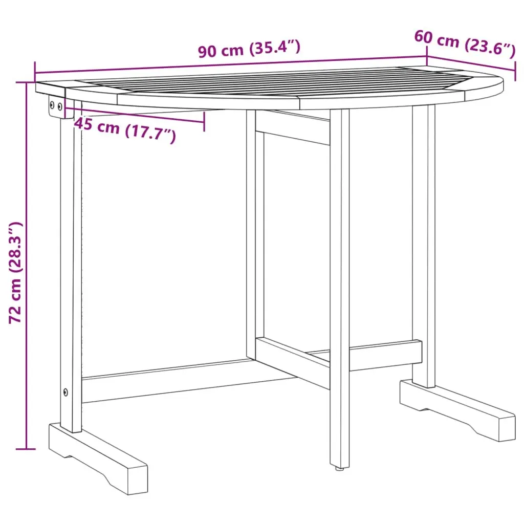 Folding Garden Dining Set Outdoor Bistro Table Chairs Solid Wood 3 Piece