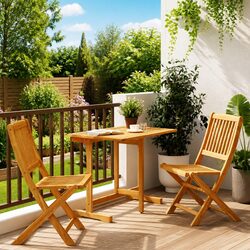 3-Piece Folding Garden Dining Set - Acacia Wood Construction