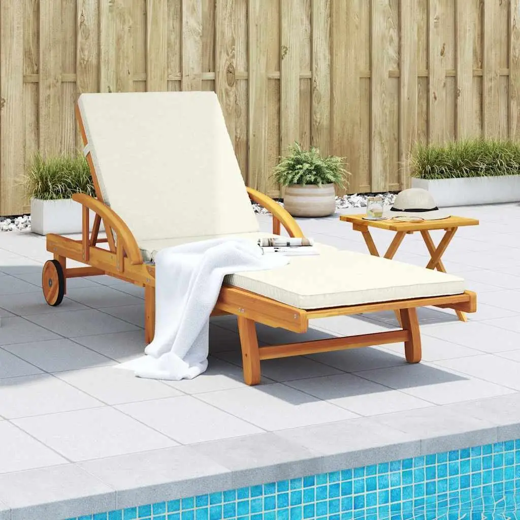 Sun Lounger Outdoor Seating with Cushion and Pull-Out Table 5 Position Reclining