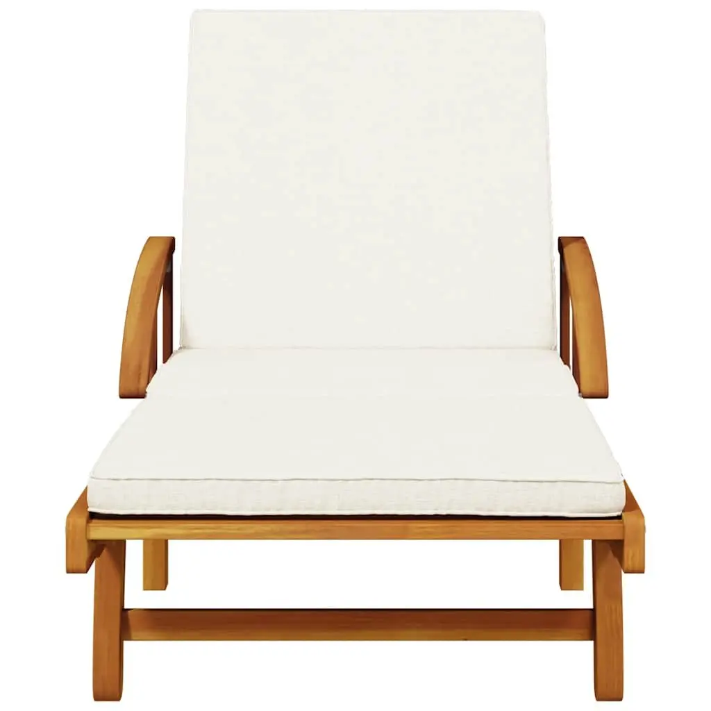 Sun Lounger Outdoor Seating with Cushion and Pull-Out Table 5 Position Reclining