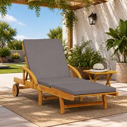 5-Position Reclining Sun Lounger with Acacia Wood Frame