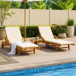 Sun Loungers 2 pcs with Cushions Outdoor Seating Solid Wood Acacia Brown