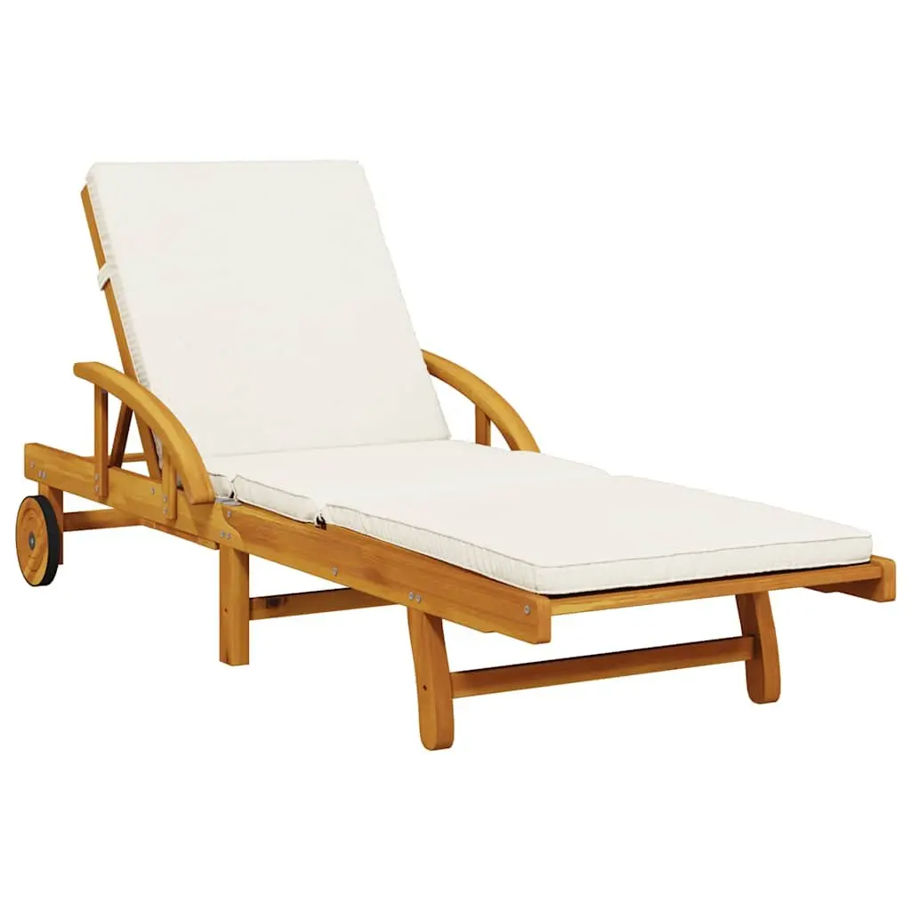 Sun Loungers 2 pcs with Cushions Outdoor Seating Solid Wood Acacia Brown
