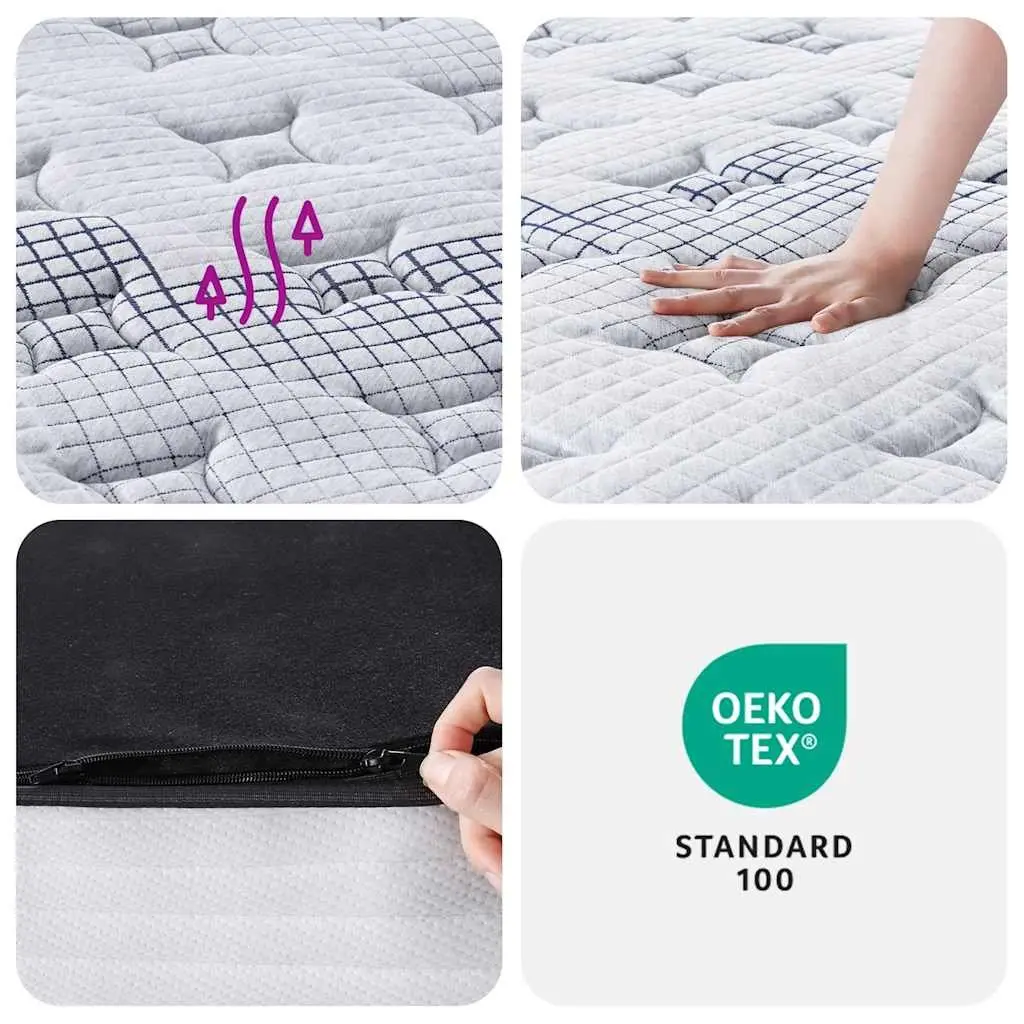 Pocket Spring Mattress Queen Size 152x203 cm Medium Firmness 7 Zones Support