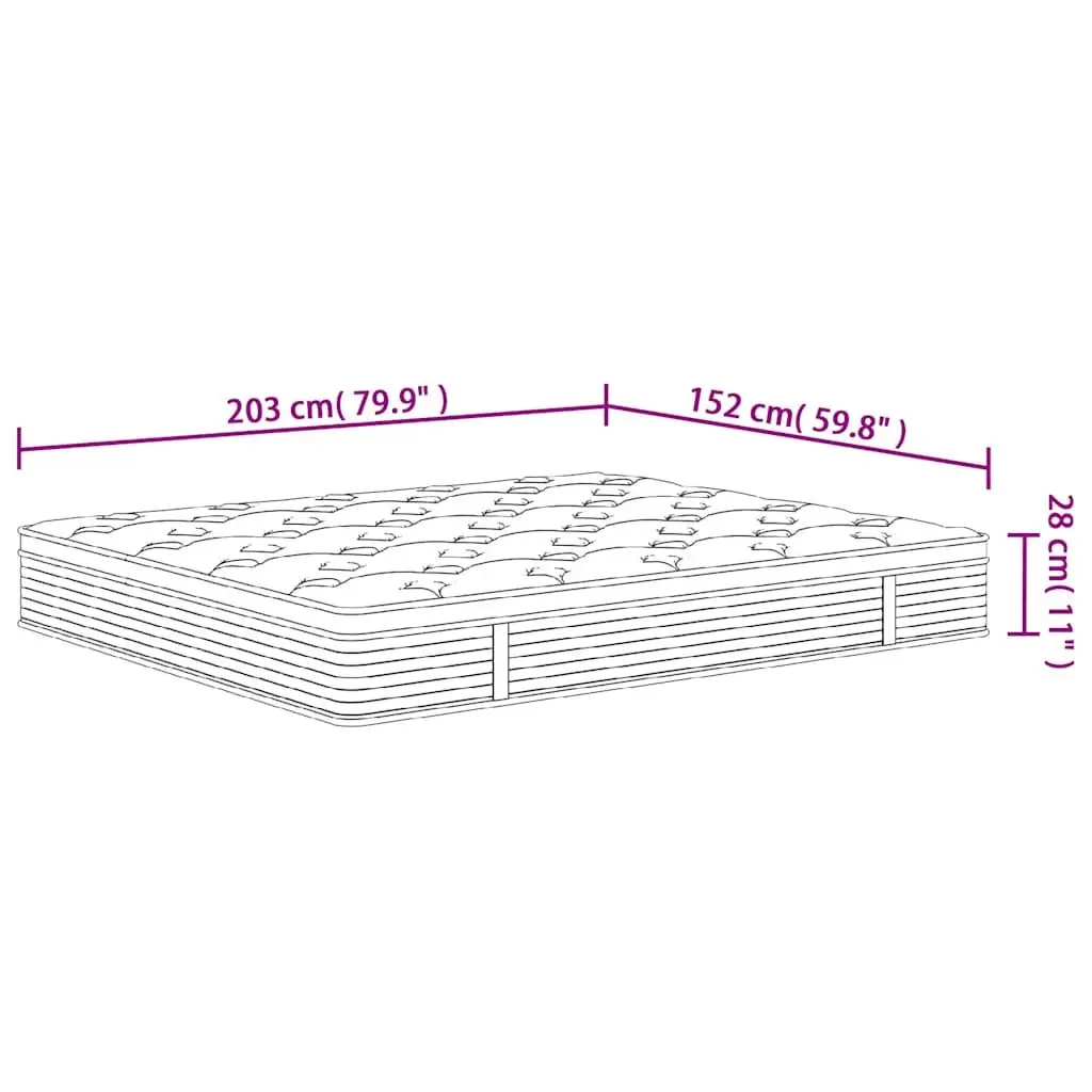Pocket Spring Mattress Queen Size 152x203 cm Medium Firmness 7 Zones Support