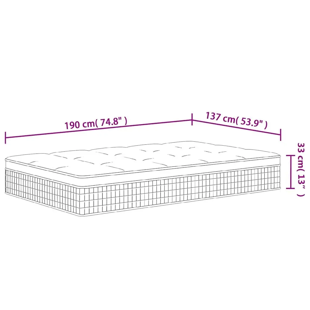 Pocket Spring Mattress 137x190 cm with Medium Plus Firmness