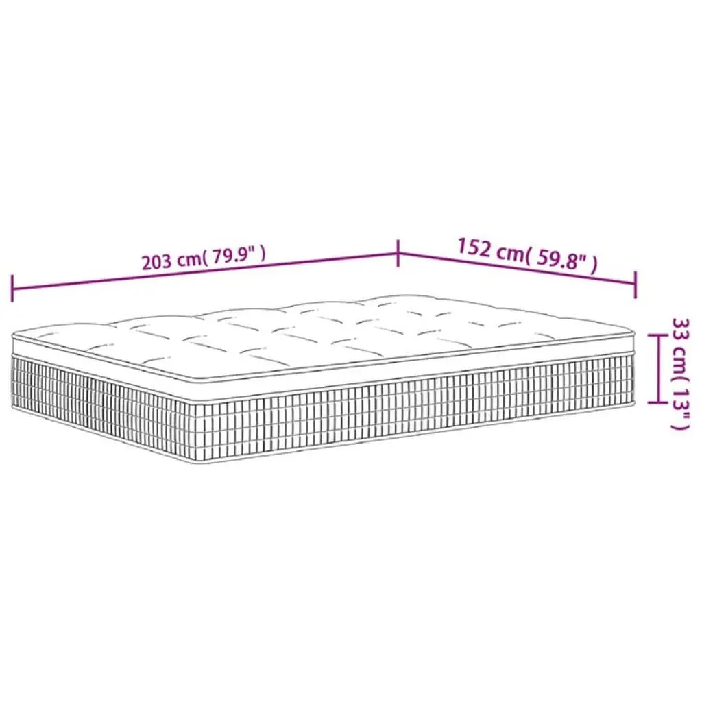 Pocket Spring Mattress Queen Size 152x203cm White, Medium Plus