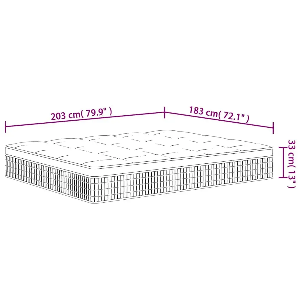 King Size Pocket Spring Mattress 183x203 cm