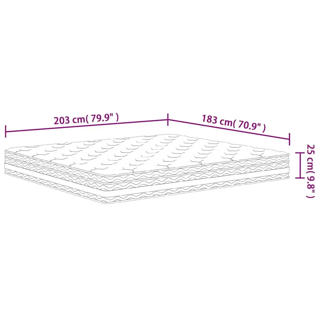 Pocket Spring Mattress King Size 183x203cm Medium Firmness