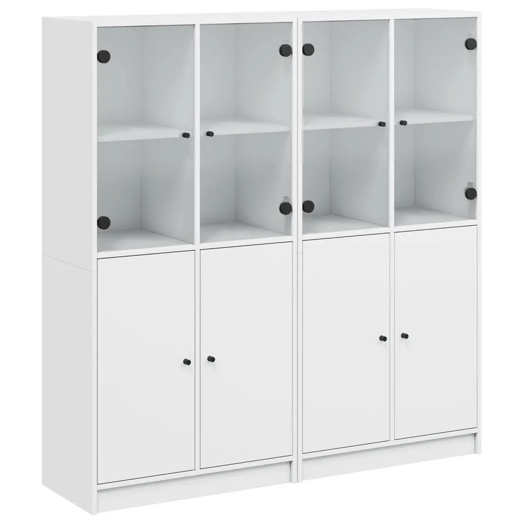 White Bookcase with Hinged Doors