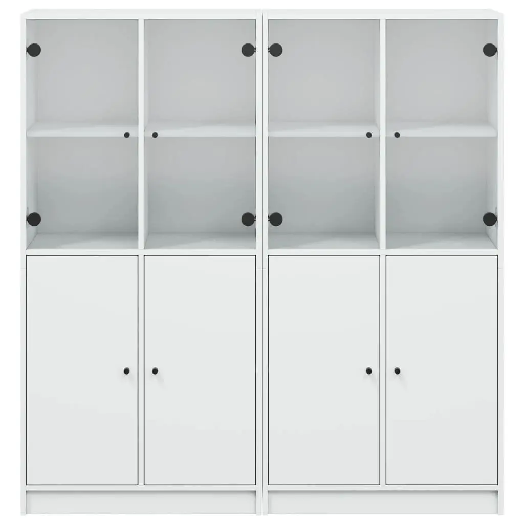 White Bookcase with Hinged Doors