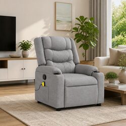 Grey Fabric Massage Recliner Chair with Manual Control