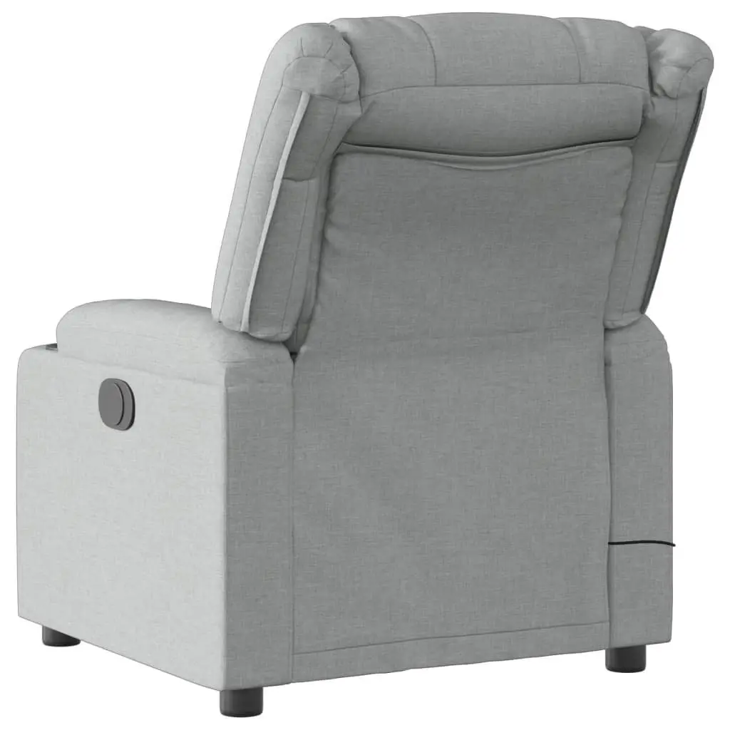 Massage Recliner Chair Living Room Grey Fabric Manual Recline Vibration Armchair