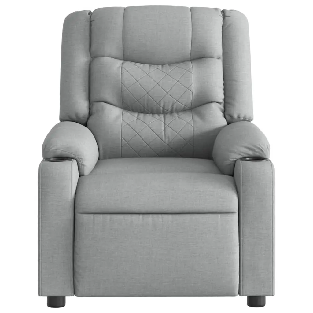 Massage Recliner Chair Living Room Grey Fabric Manual Recline Vibration Armchair