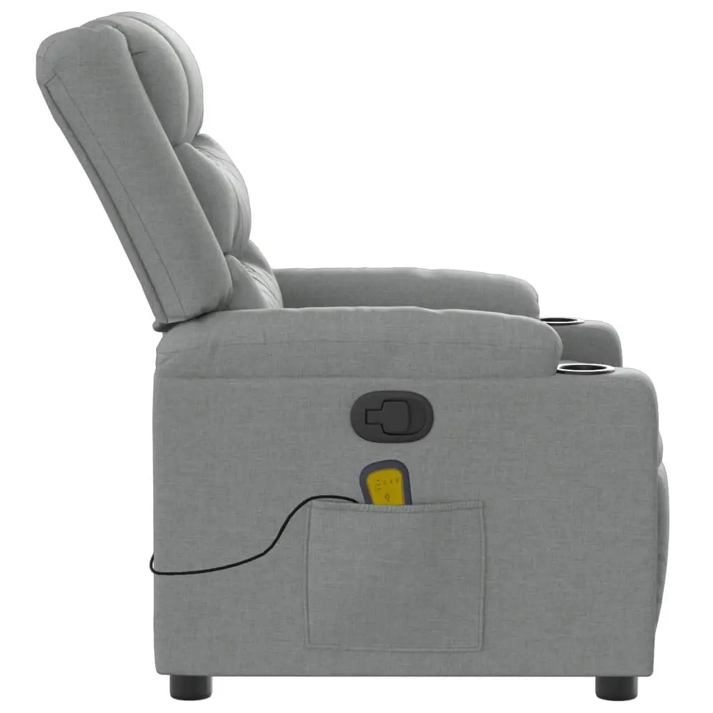 Massage Recliner Chair Living Room Grey Fabric Manual Recline Vibration Armchair