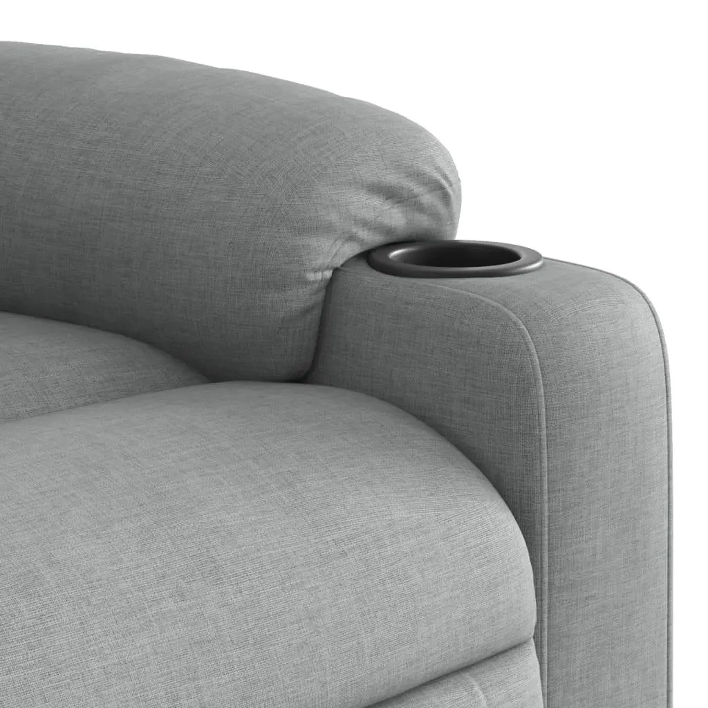Massage Recliner Chair Living Room Grey Fabric Manual Recline Vibration Armchair