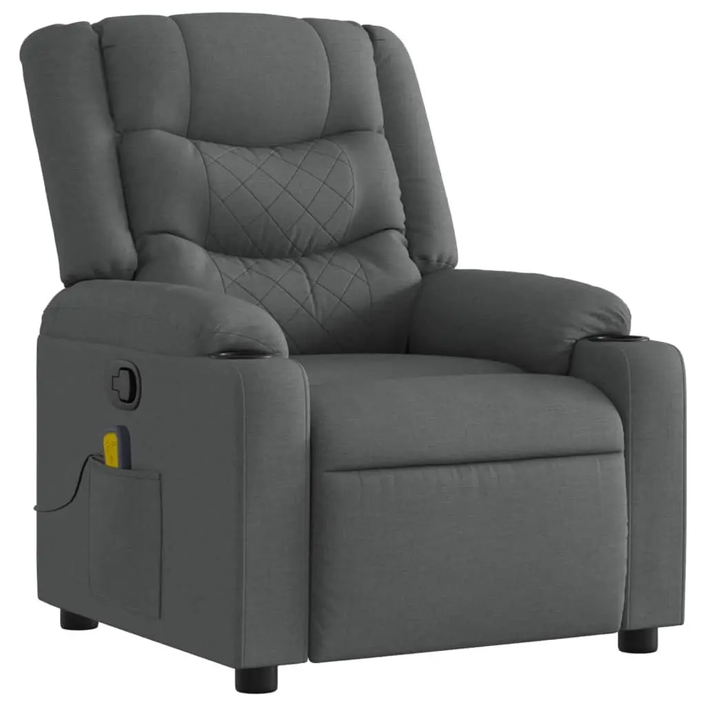 Massage Recliner Chair for Home Living Space Grey Fabric Manual Reclining 6 Massage Points