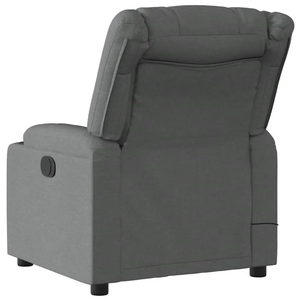 Massage Recliner Chair for Home Living Space Grey Fabric Manual Reclining 6 Massage Points