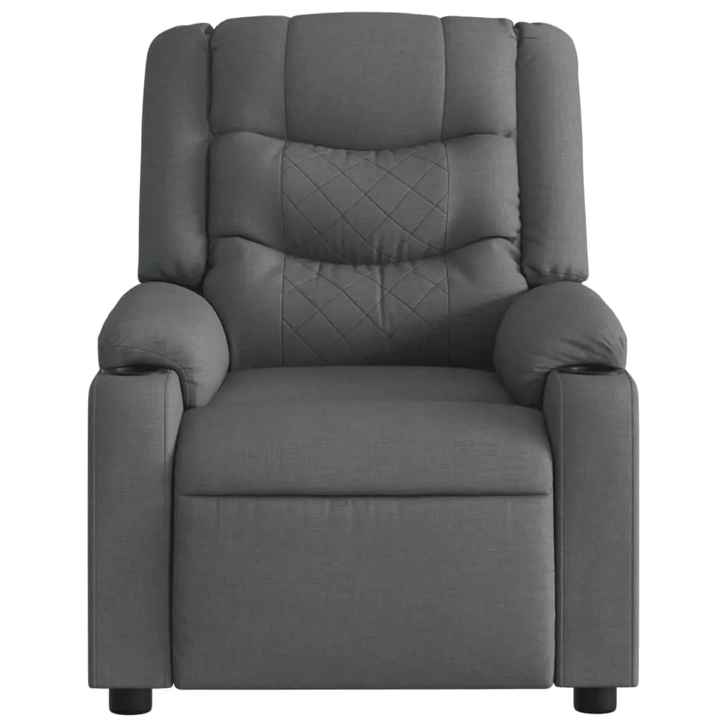 Massage Recliner Chair for Home Living Space Grey Fabric Manual Reclining 6 Massage Points