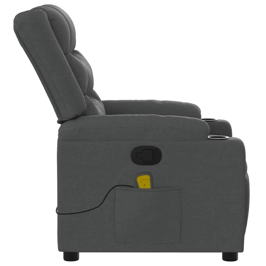 Massage Recliner Chair for Home Living Space Grey Fabric Manual Reclining 6 Massage Points
