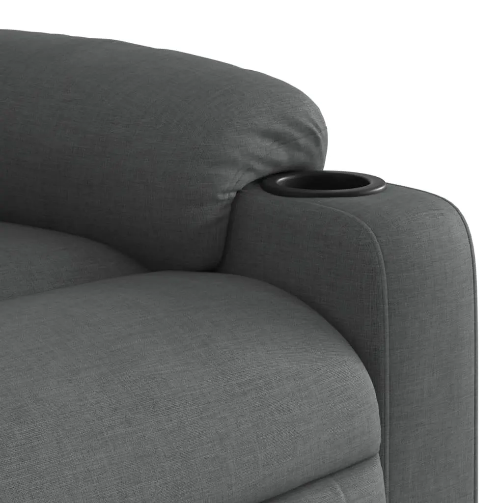 Massage Recliner Chair for Home Living Space Grey Fabric Manual Reclining 6 Massage Points