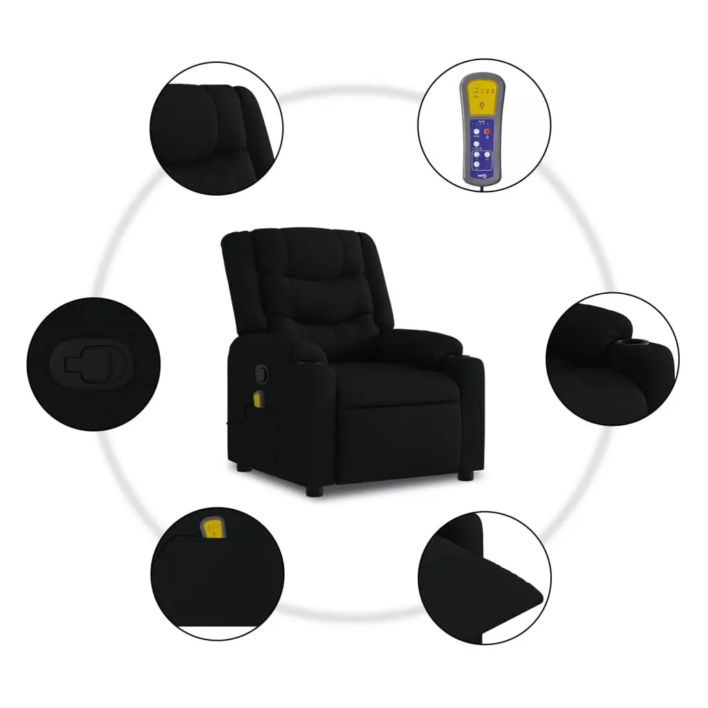 Massage Recliner Chair Living Room Black Fabric Manual 135 Degrees