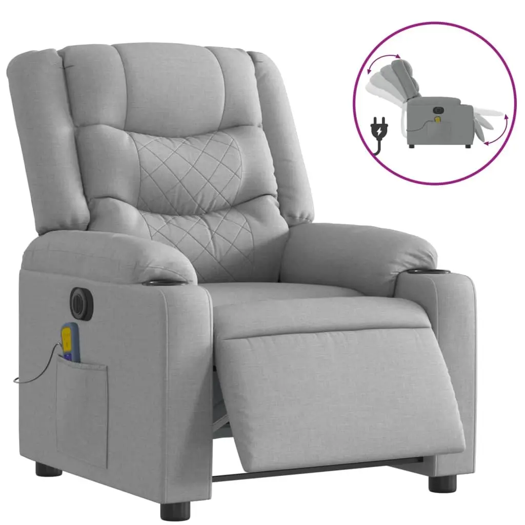 Electric Massage Recliner Chair for Living Room Grey Fabric