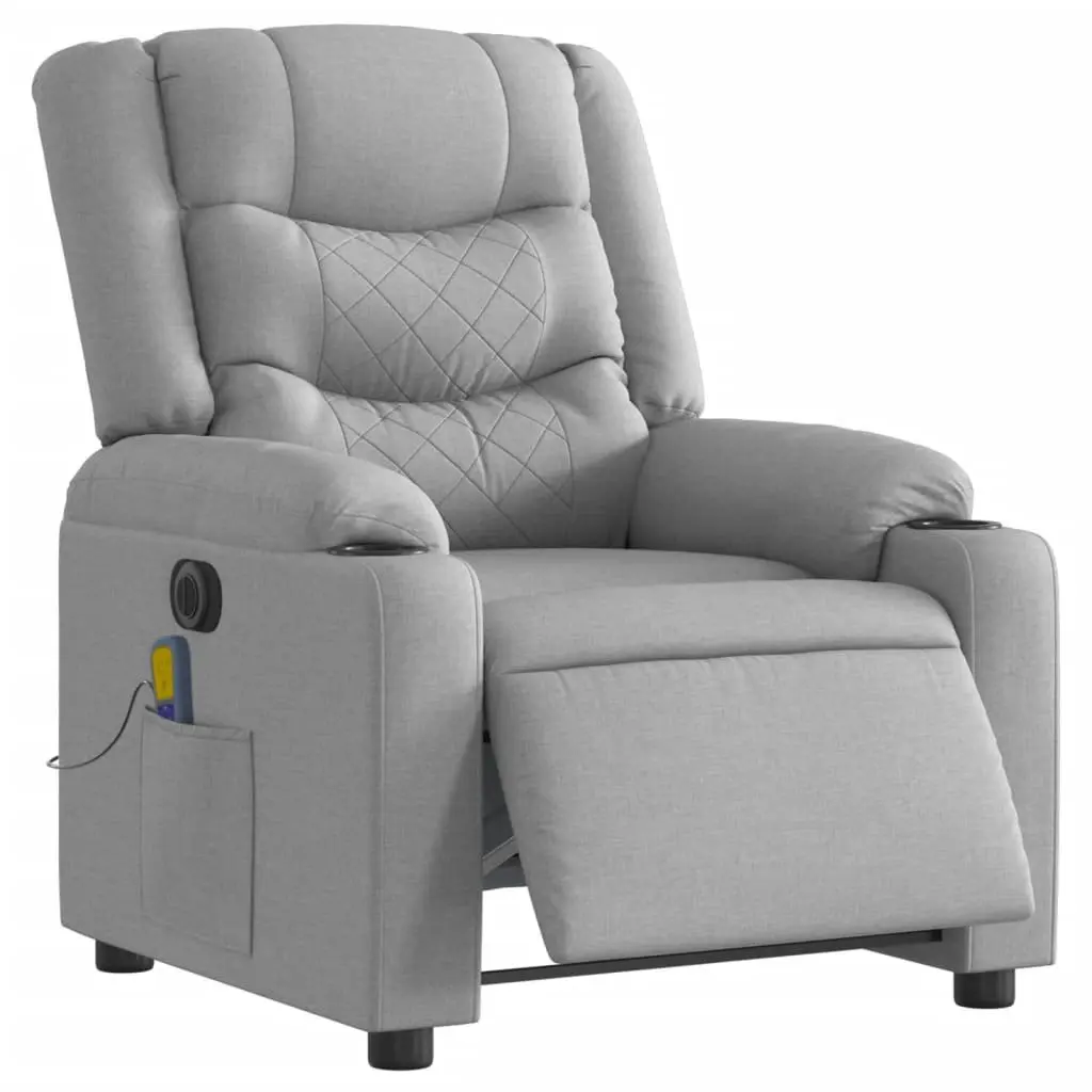Electric Massage Recliner Chair for Living Room Grey Fabric