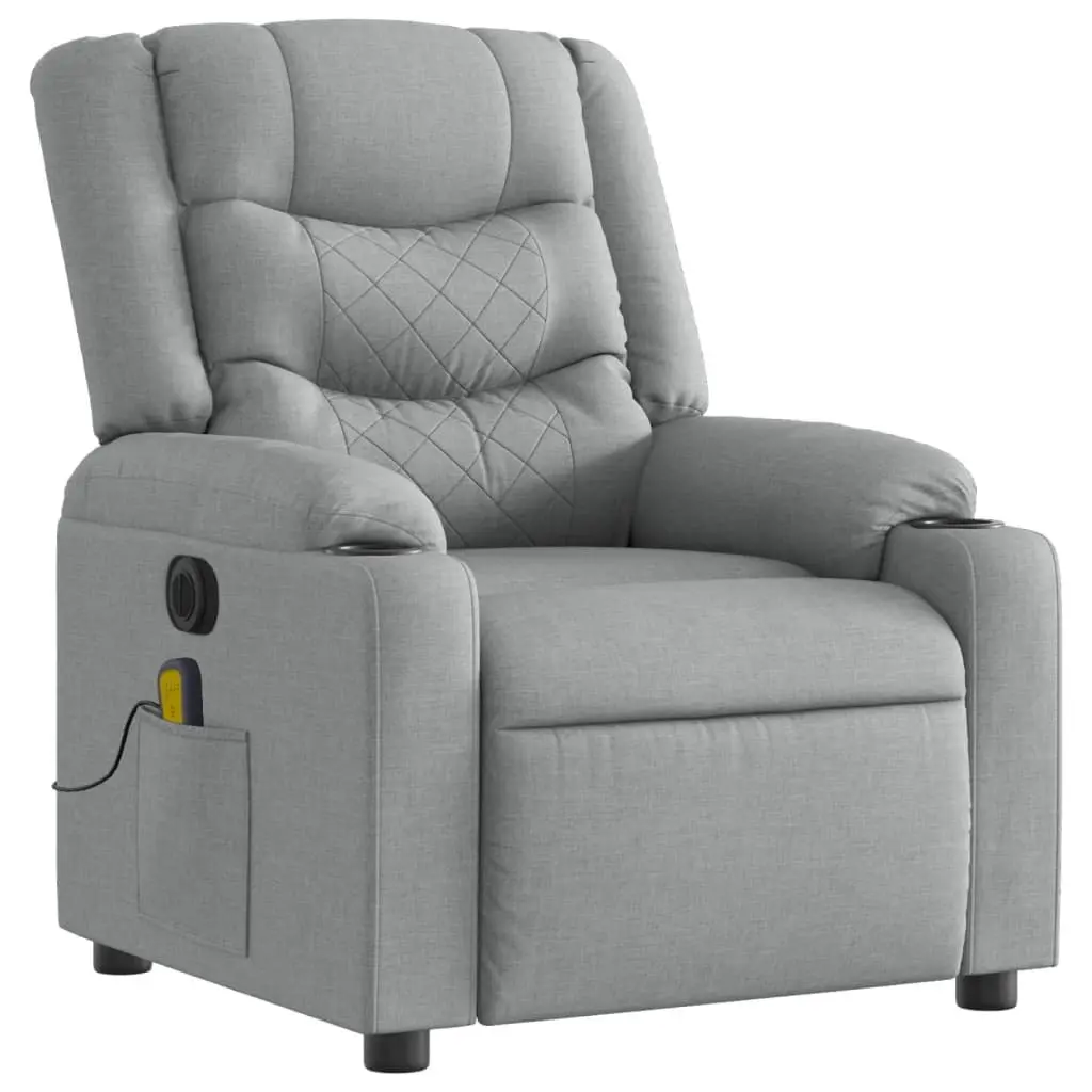 Electric Massage Recliner Chair for Living Room Grey Fabric