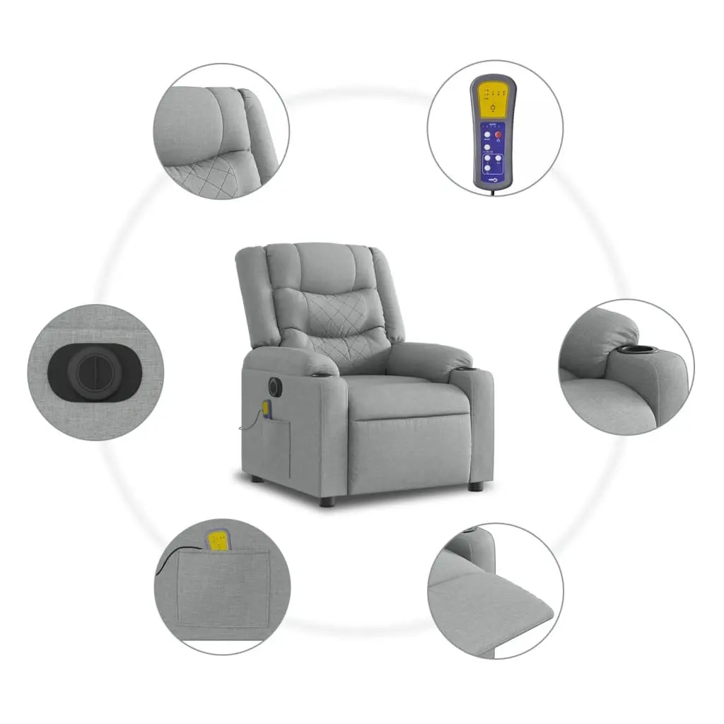 Electric Massage Recliner Chair for Living Room Grey Fabric