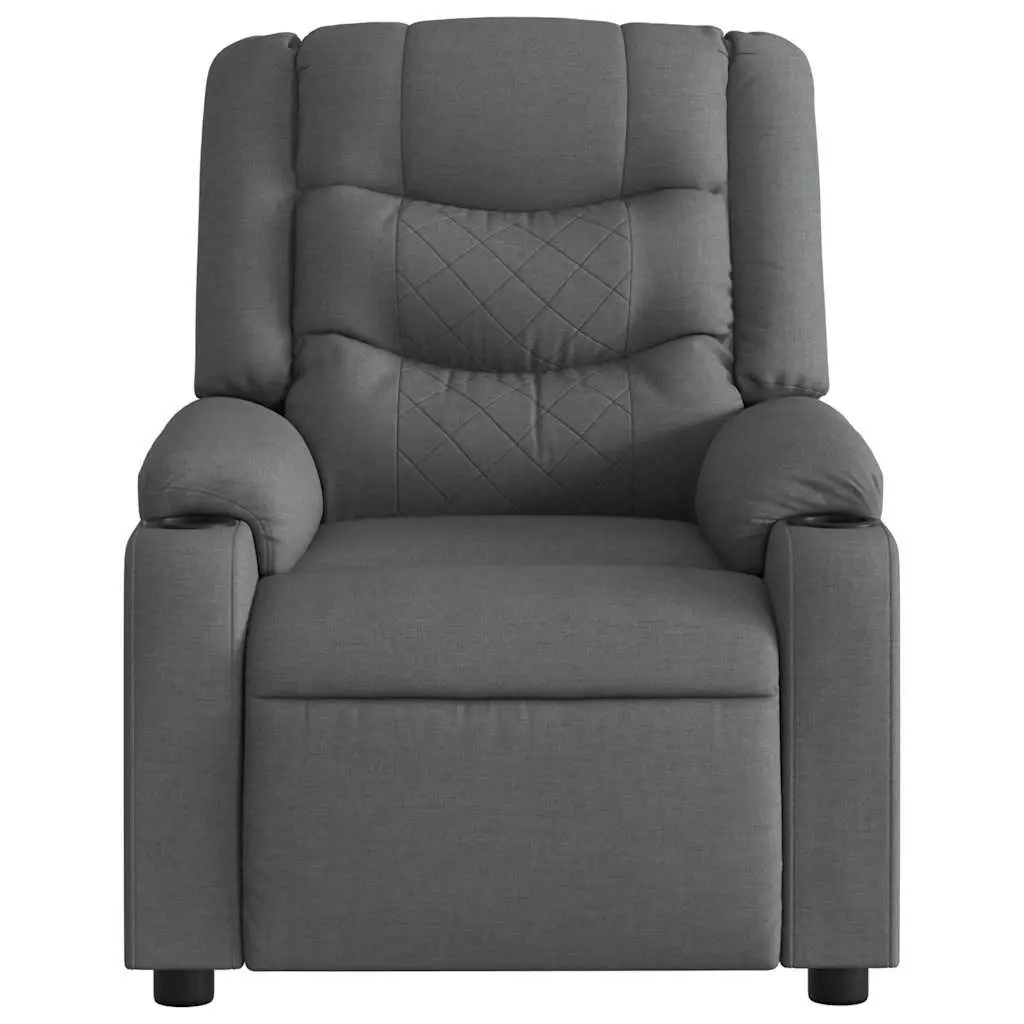 Electric Massage Recliner Chair Grey Fabric Armchair Footrest Vibration Massage