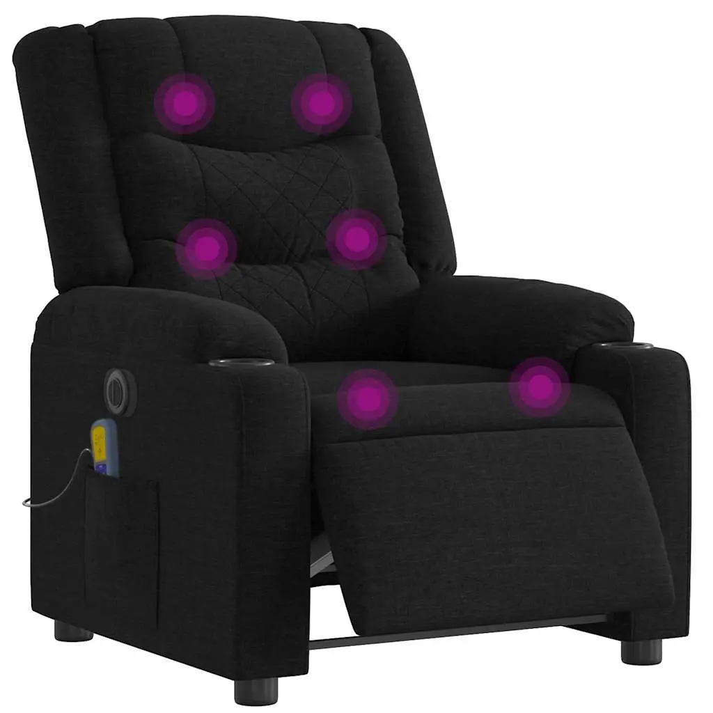 Electric Massage Recliner Chair for Living Room Black Fabric