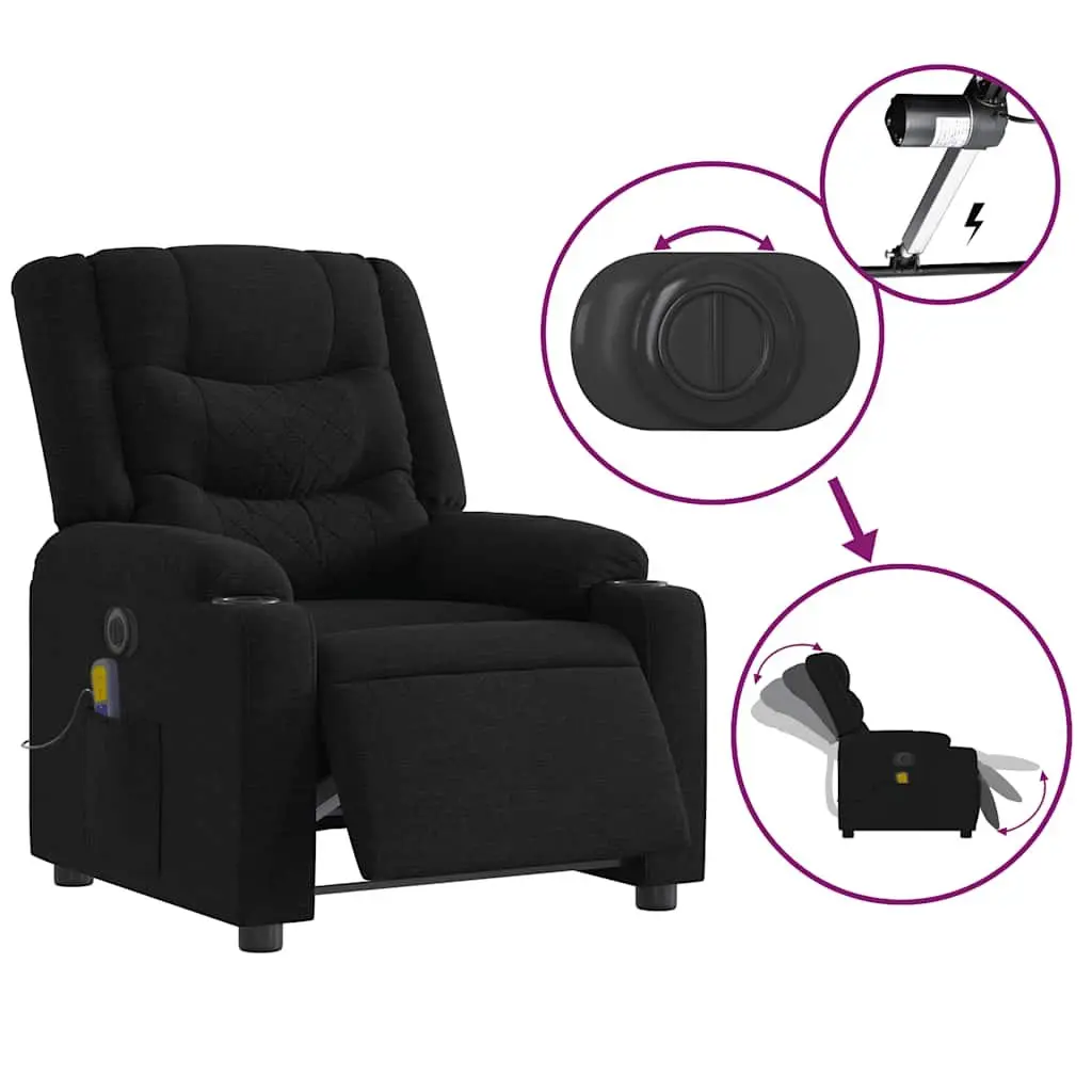 Electric Massage Recliner Chair for Living Room Black Fabric