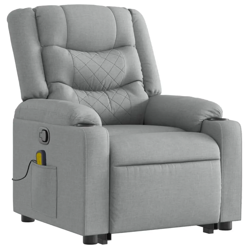 Massage Recliner Chair for Living Room Grey Fabric Power Lift Function Manual Recline