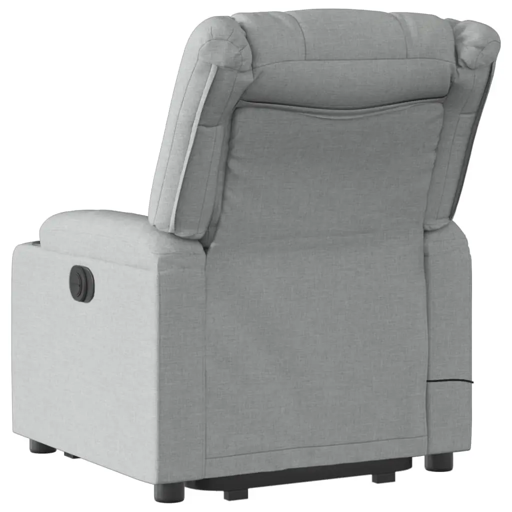 Massage Recliner Chair for Living Room Grey Fabric Power Lift Function Manual Recline