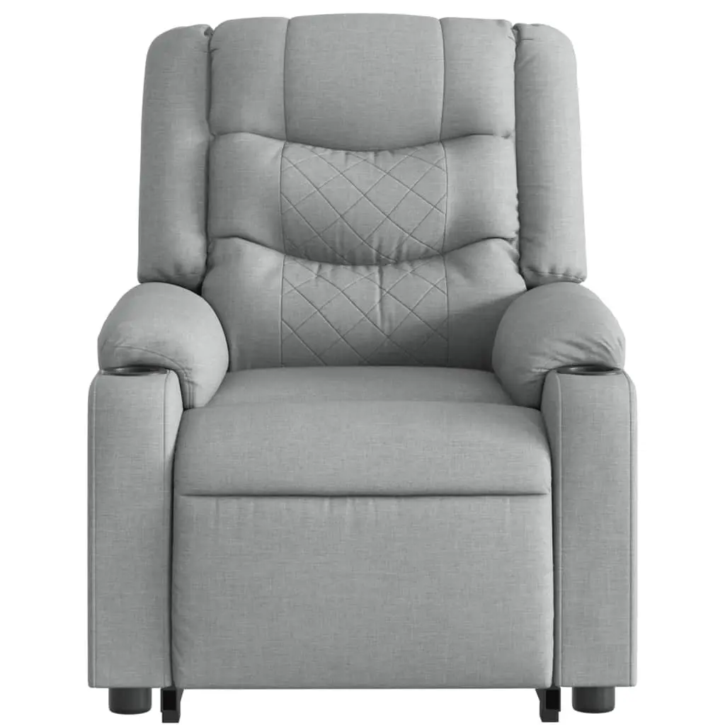 Massage Recliner Chair for Living Room Grey Fabric Power Lift Function Manual Recline