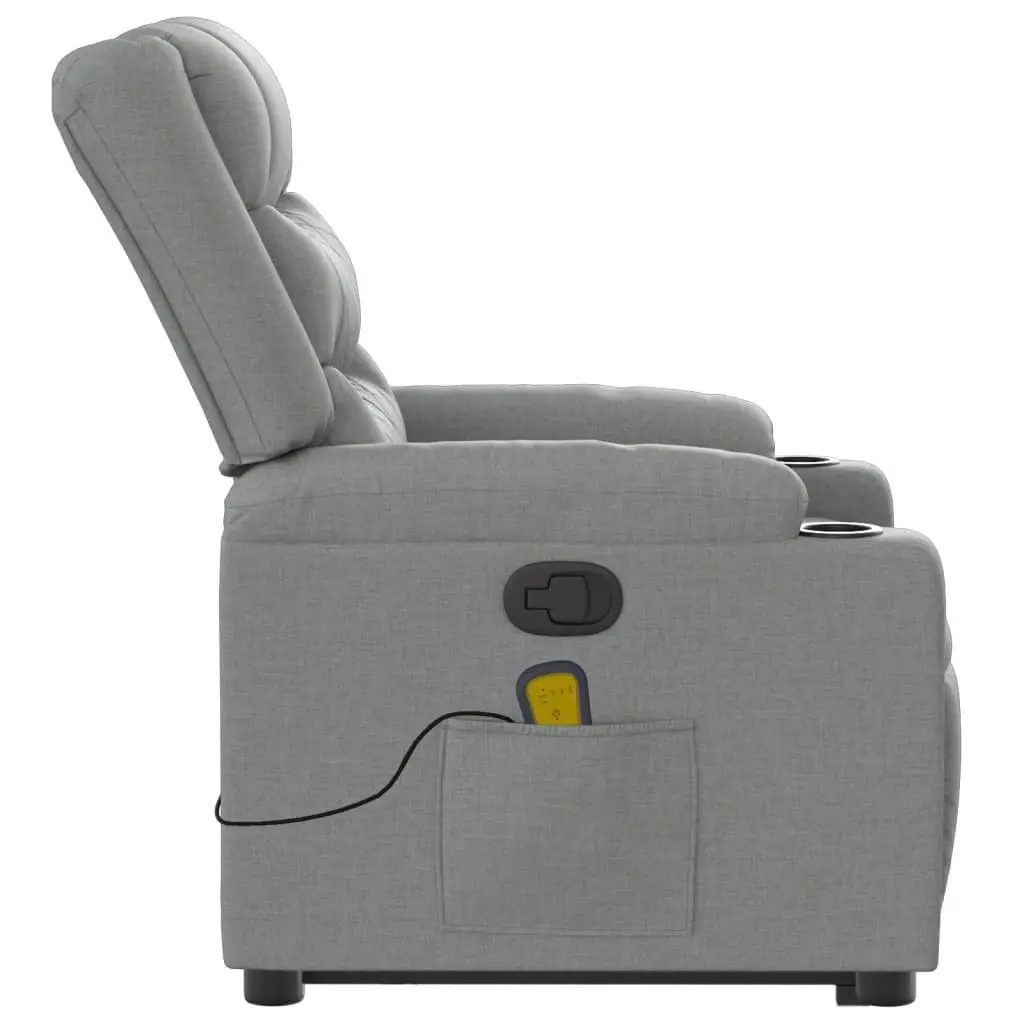 Massage Recliner Chair for Living Room Grey Fabric Power Lift Function Manual Recline