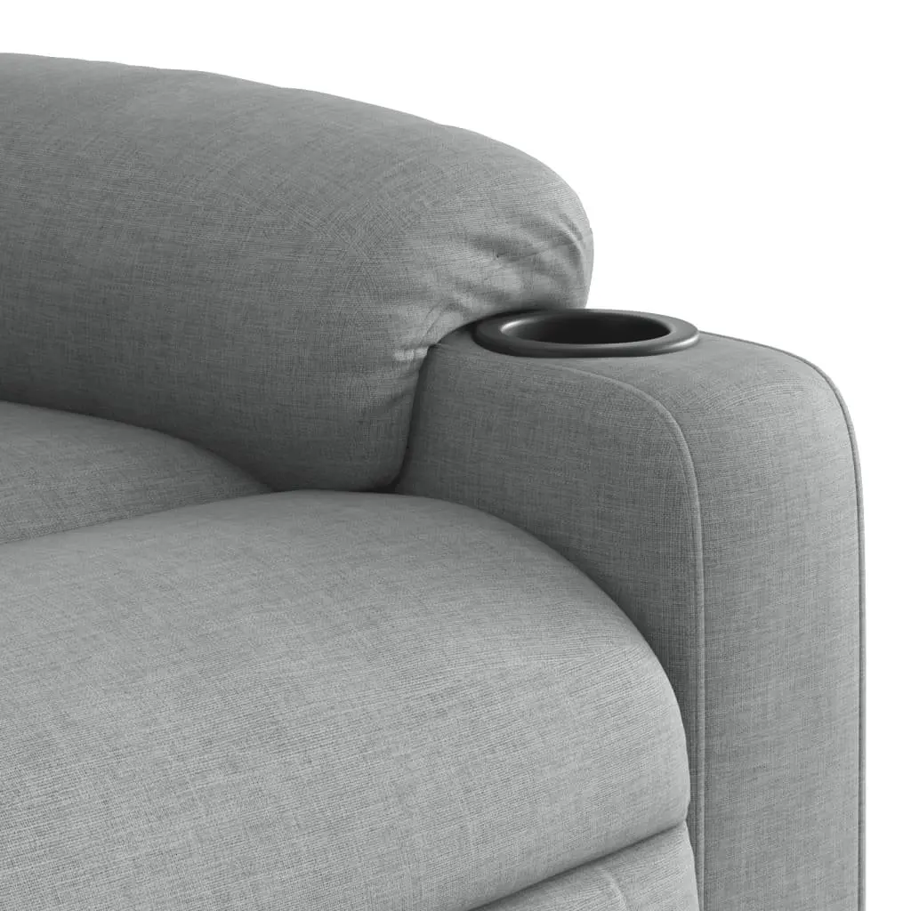Massage Recliner Chair for Living Room Grey Fabric Power Lift Function Manual Recline