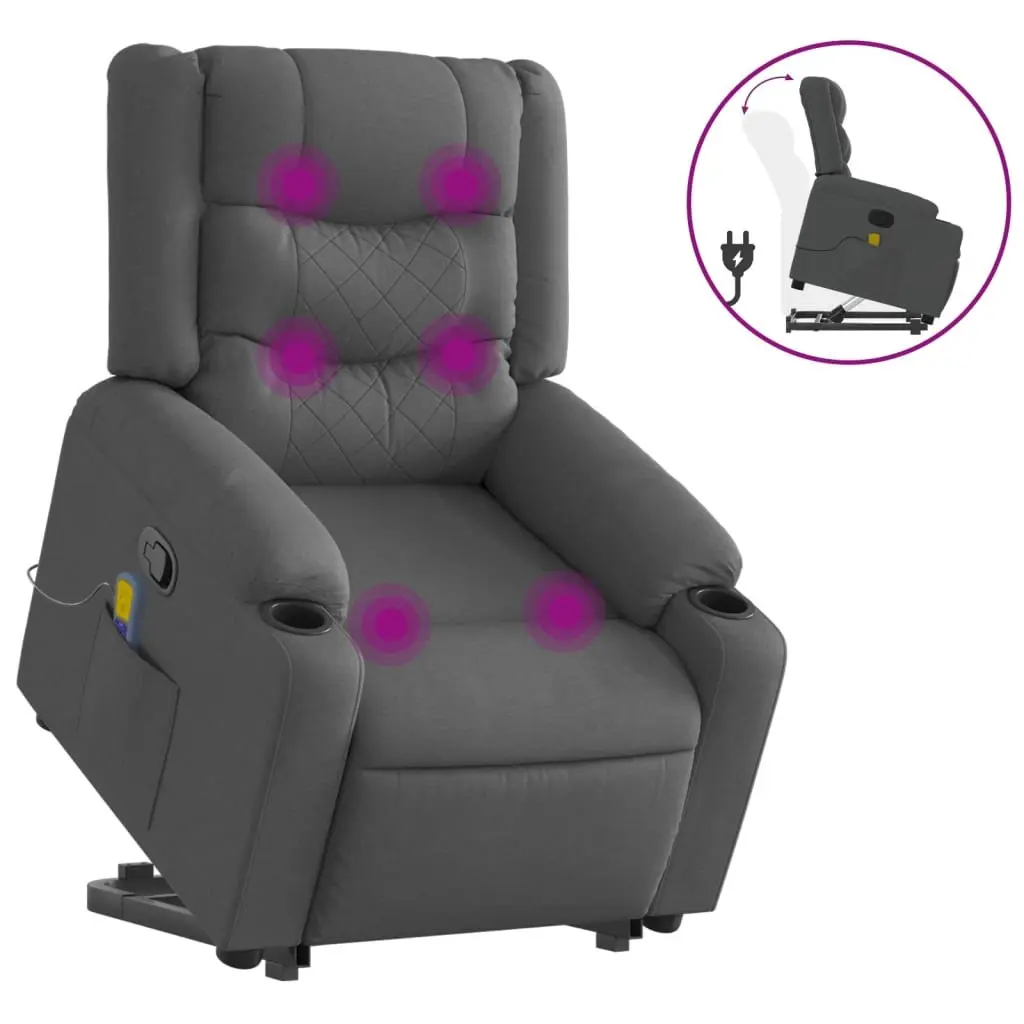 Stand Up Massage Recliner Chair Electric Power Lift Grey Fabric Armchair